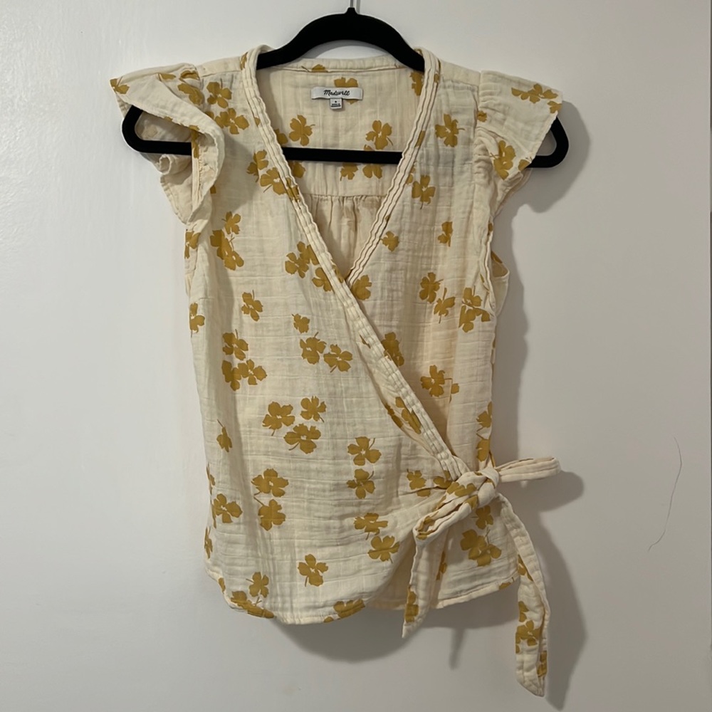 Madewell Flutter-Sleeve Wrap stop in Amalfi Floral | Size Small